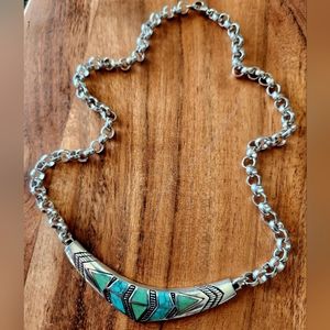 VINTAGE SIGNED! '95 CAROL FELLEY 925 Sterling Silver Kingman Turquoise Necklace!